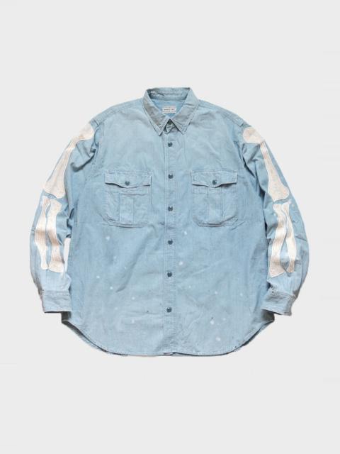 Chambray Work Shirt (BONE Embroidery) - Sax