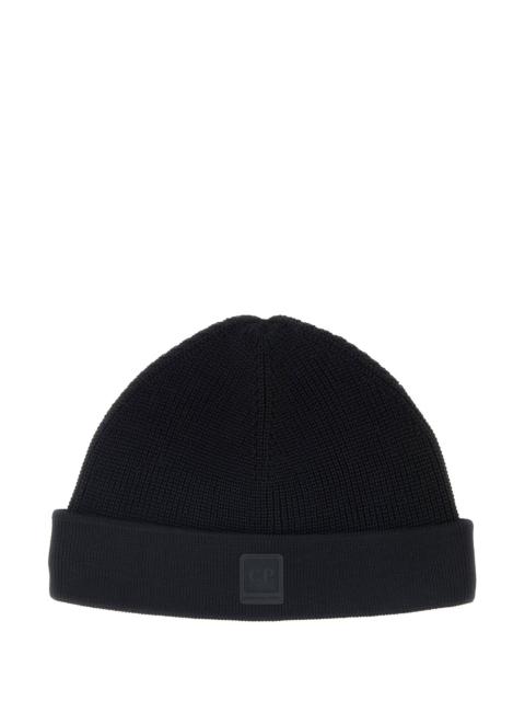C.P. Company Black cotton beanie hat
