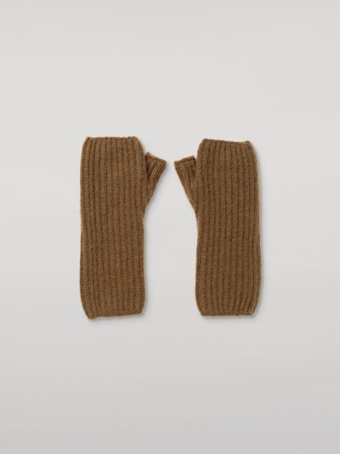 Johnstons of Elgin Della Ribbed Green Cashmere Wristwarmers