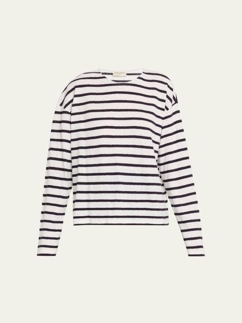 OFFICINE GÉNÉRALE Leya Stripe Cotton-Linen T-Shirt