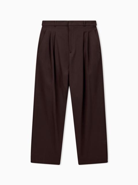 EMPORIO ARMANI PLEATED COTTON TROUSERS WITH A HIGH WAIST AND STRAIGHT LEG
