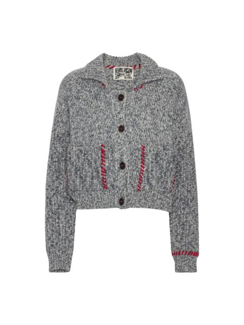 HENRIK VIBSKOV STITCH CARDIGAN - RED STITCH GREY MELANGE