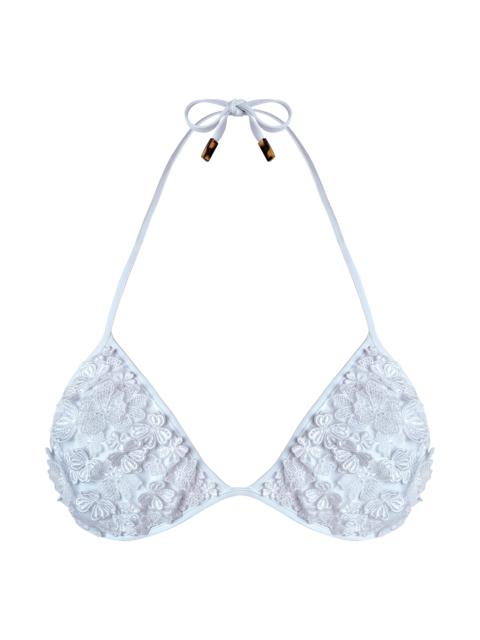 Vilebrequin Women Triangle Bikini Top Embroidered Guipure Florale