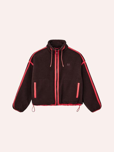 P.E NATION LENNON SHERPA JACKET IN DARK PLUM & STRAWBERRY