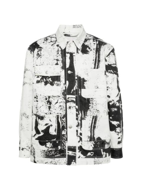 abstract-pattern cotton twill jacket