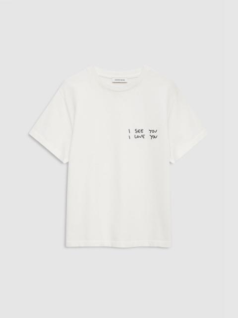 ANINE BING Shelley Tee I See You I Love You - Washed Cream