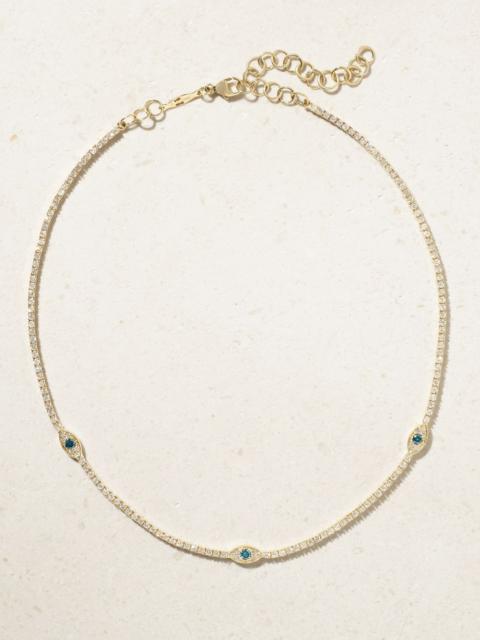 JACQUIE AICHE Twiggy 14-karat gold, diamond and sapphire necklace Gold