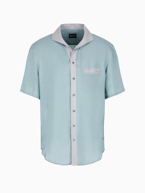 GIORGIO ARMANI Short-sleeved, Lyocell and silk shirt