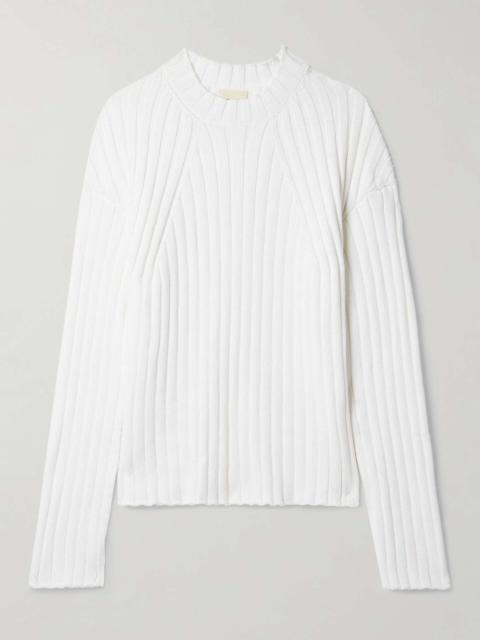 Sable ribbed cotton-blend sweater