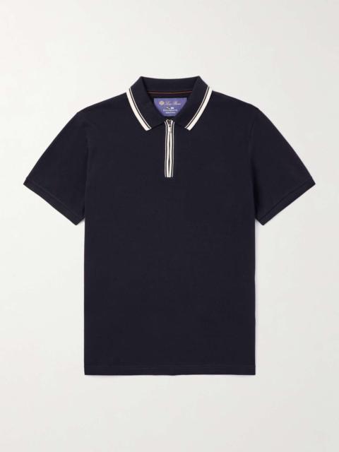 Loro Piana Regatta Contrast-Tipped Stretch-Cotton Piqué Half-Zip Polo Shirt