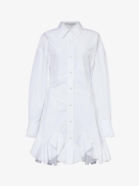 Shirt patch-pocket cotton mini dress