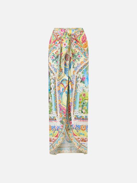 CAMILLA LAYERED LONG SARONG SKIRT WITH TIE FRONT
