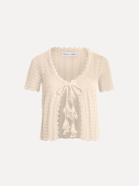 Oscar de la Renta POINTELLE WEAVE CARDIGAN
