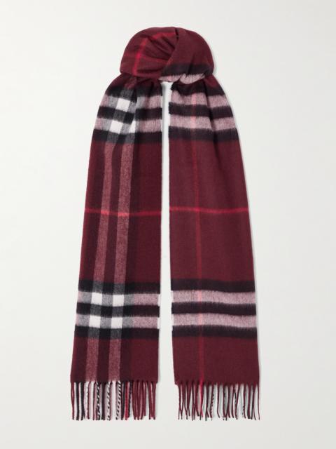Burberry Fringed Checked Cashmere Scarf