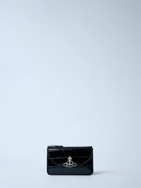 Half Moon Croc-Embossed Card Holder