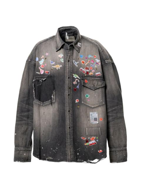Maison MIHARAYASUHIRO sticker-print denim shirt