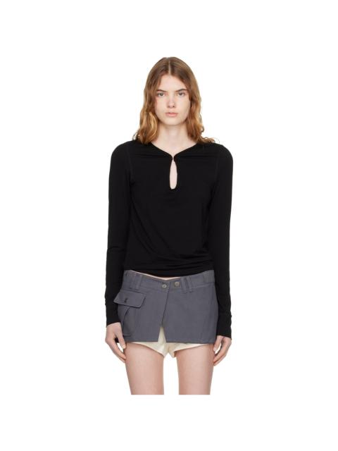 OPEN YY Black Hook Long Sleeve Henley