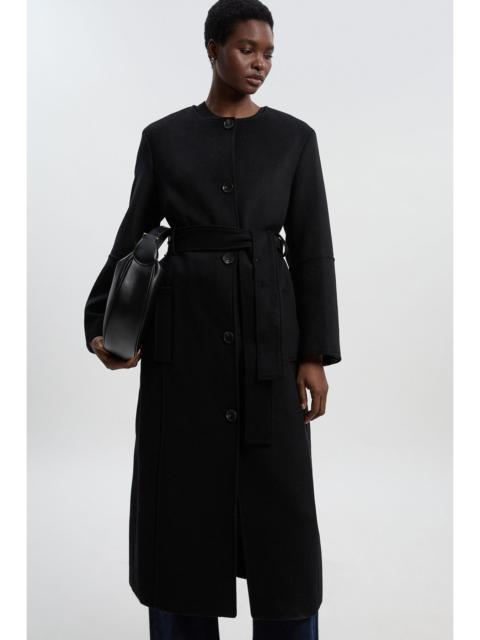 KAREN MILLEN Brushed Wool Single Breasted Belted Tailored Maxi Coat
