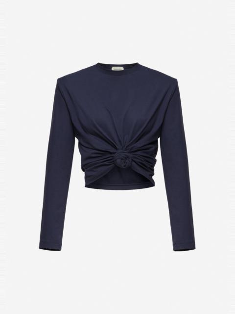 MAGDA BUTRYM Knotted longsleeve jersey blouse in navy