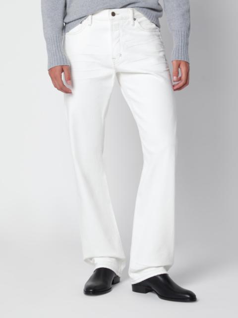 TOM FORD White jeans with biker-effect details
