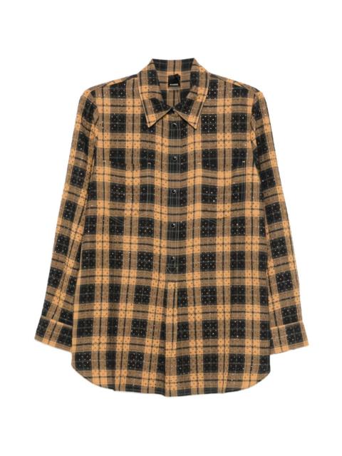 PINKO rhinestone-embellished checked shirt