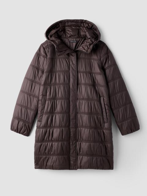 EILEEN FISHER Eggshell Recycled Nylon Hooded Quilted Coat