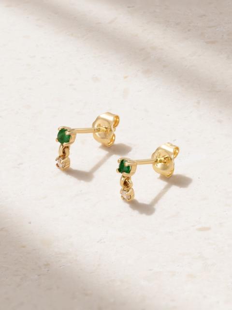STONE AND STRAND Green Goddess 14-karat gold, emerald and diamond earrings Gold