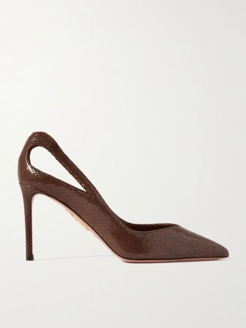 Sheeva 85 cutout snake-effect leather pumps Dark brown