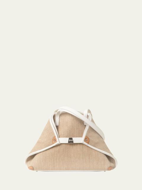 AKRIS Ai Raffia & Leather Tote Bag