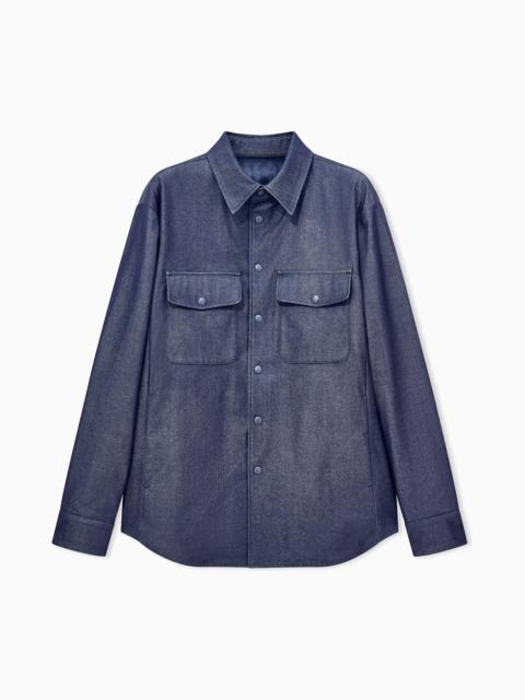 GIORGIO ARMANI BLOUSON JACKET OVERSIZED IN SILK BLEND DENIM TWILL