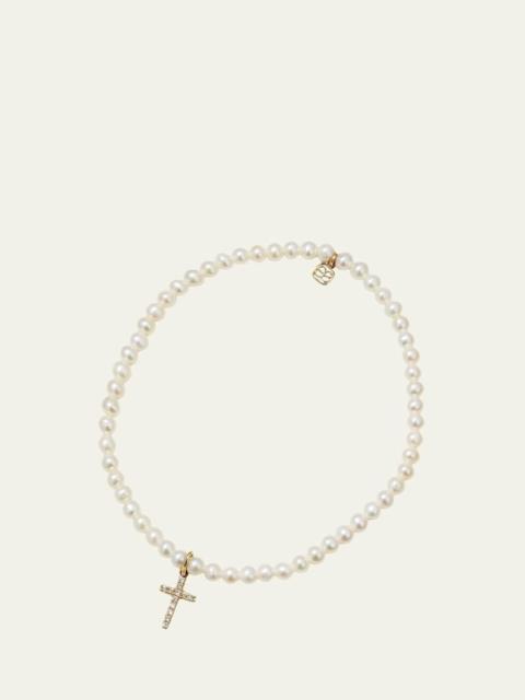 SYDNEY EVAN 14k Diamond Cross & Pearl Bracelet