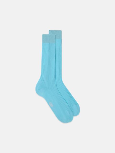J. PRESS MADE-IN-ITALY TURQUOISE COTTON MID-CALF SOCKS