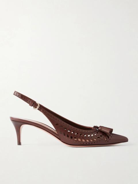 Gianvito Rossi 55 Laser-cut Leather Kitten Heel Slingback Pumps