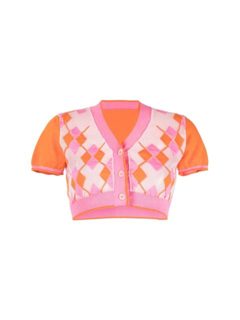 argyle-check-pattern cropped top