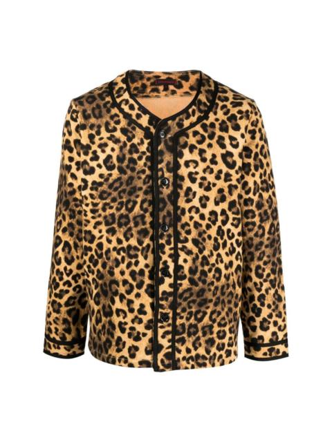 leopard-print button-front cardigan
