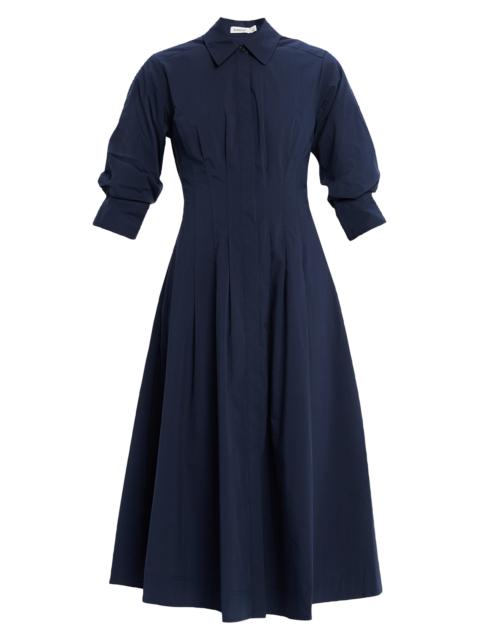 SIMKHAI Women's Jazz Core Cotton Poplin Pintuck Midi-Dress - Dark Blue