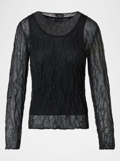 AKRIS Layered Sheer Long-Sleeve Top