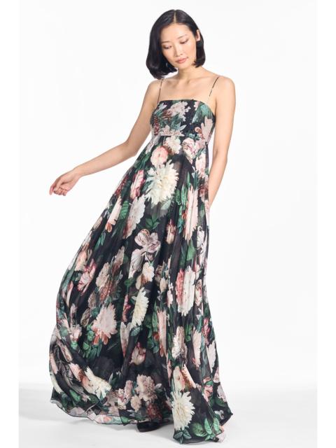 SACHIN & BABI EMBELLISHED AMES GOWN - ONYX & BLUSH BLOOMS