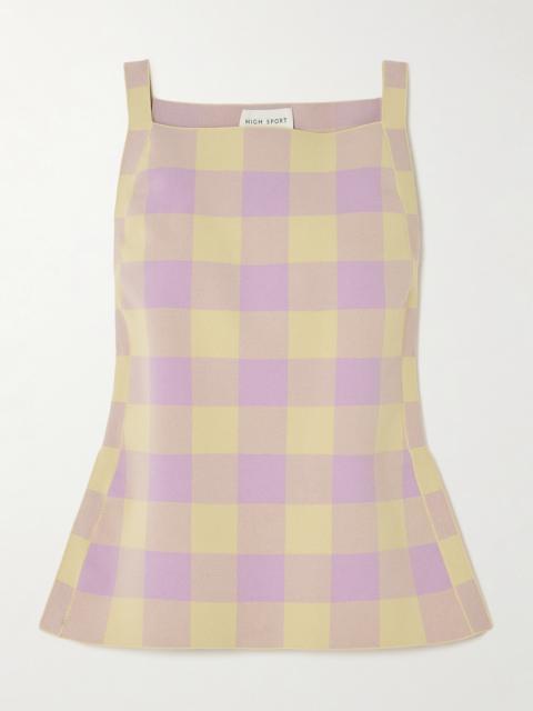 HIGH SPORT Asher Gingham Stretch-cotton Jacquard Top