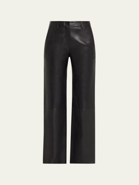 Theory Straight-Leg Lambskin Leather Pants