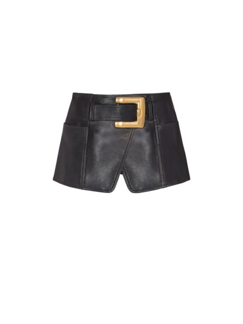 Belted Leather Mini Skirt