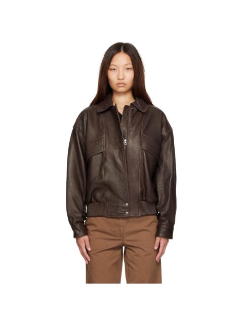 NOTHING WRITTEN Brown Lambskin Bomber Jacket