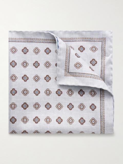Brunello Cucinelli Printed Silk Pocket Square Light gray
