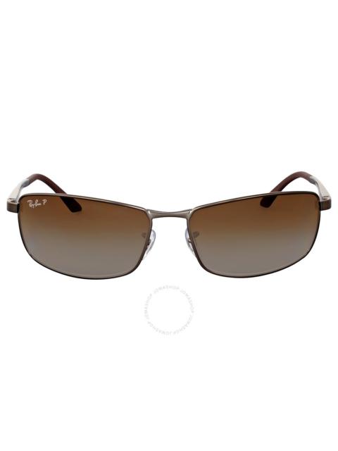 Ray-Ban Ray Ban Brown Gradient Rectangular Men's Sunglasses RB3498 029/T5 64