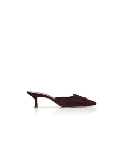 Burgundy Suede Kitten Heel Mules