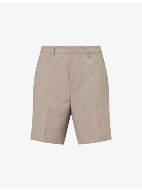 EMPORIO ARMANI Logo-Plate Seersucker Woven Shorts