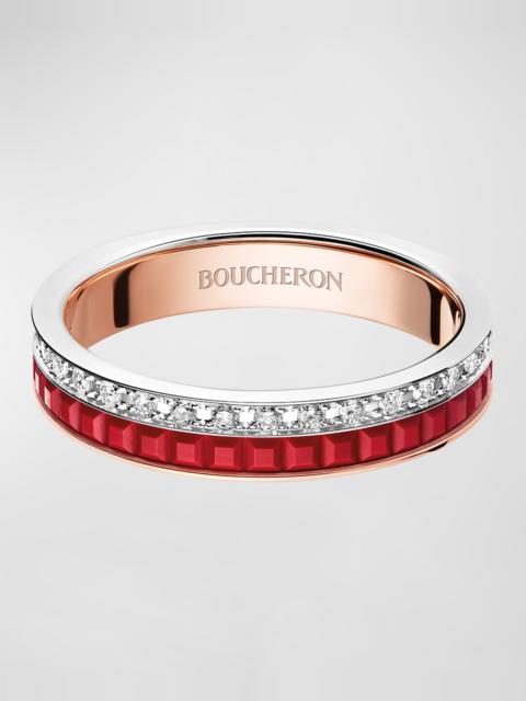 Boucheron Quatre 18K Pink & White Gold Red Edition Diamond Ring