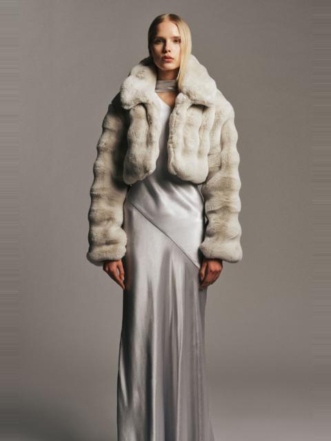 BARDOT Athera Cropped Faux Fur Jacket In Soft Grey