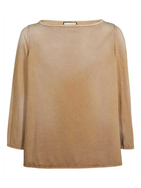 GUCCI logo-embroidered denim top