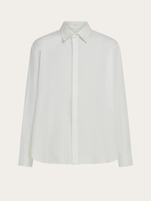 FERRAGAMO Stretch poplin cotton shirt with adjustable collar
